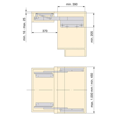 Emuca Guías para mesa extensible y elevable Oplà Folding+39, Aluminio, Anodizado inox