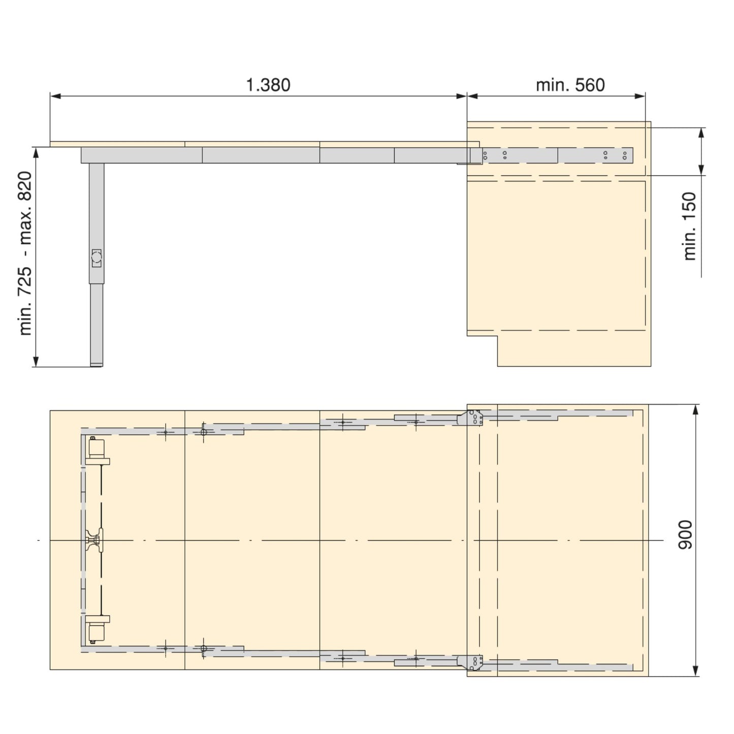 Emuca Guides for Party extendable table, Aluminium, Anodized stainless steel