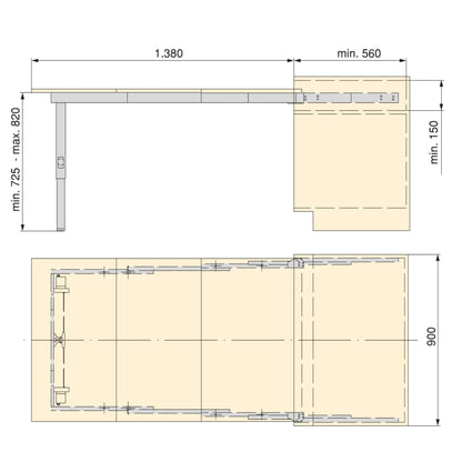 Emuca Guides for Party extendable table, Aluminium, Anodized stainless steel