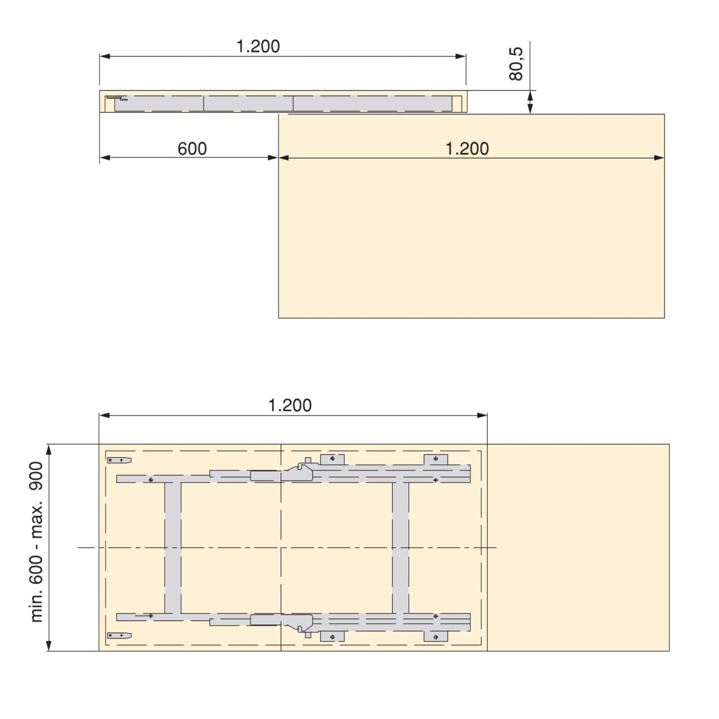 Emuca Guides for Twice Top sliding table, Aluminium, Matt anodized