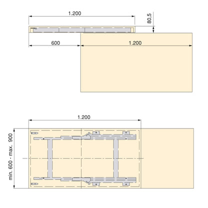 Emuca Guides for Twice Top sliding table, Aluminium, Matt anodized