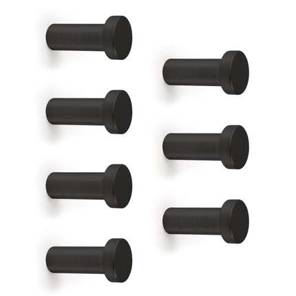 Emuca Conjunto de 7 cabides de parede Wellington, Zamak, pintados em preto