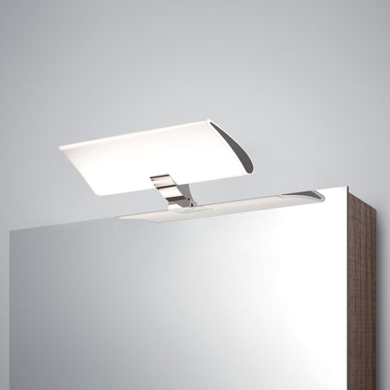 Emuca Foco LED para espejo de baño Aries (AC 230V 50Hz), sin necesidad de convertidor, L300mm, Luz blanca fría 5.700K, Plástico y Aluminio, Cromado