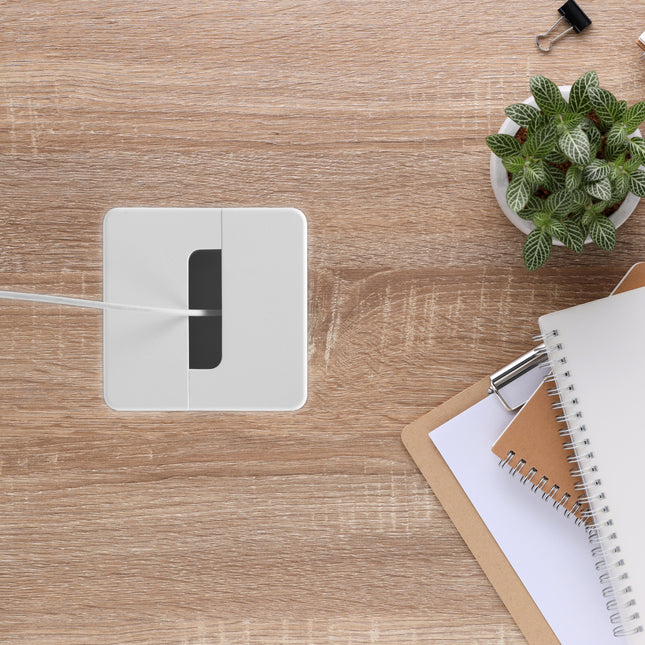 Emuca Plastwin Passa-cabos para Mesa, Plástico Branco, Plástico