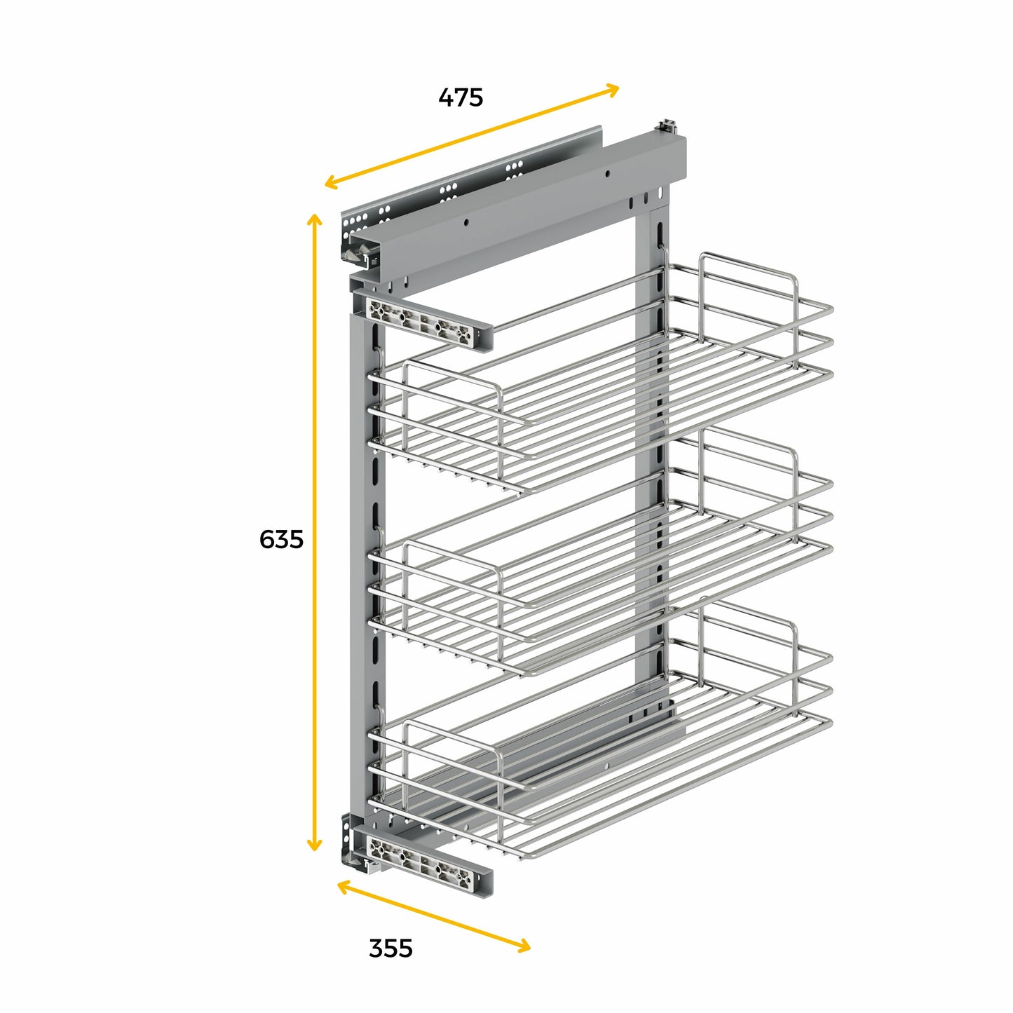 Emuca Suprastar pull-out trolley with soft closing, 400mm module, Steel, Chrome