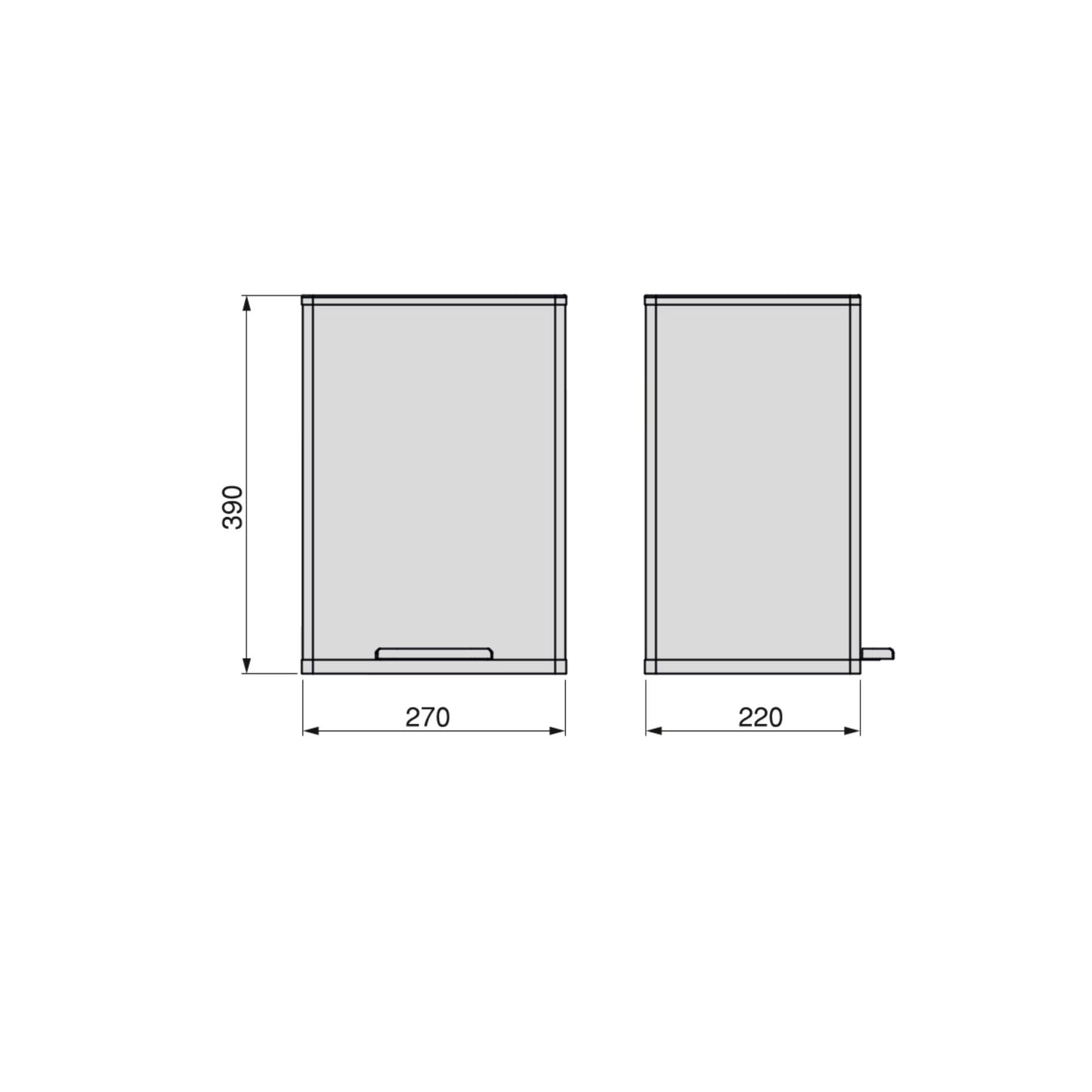 Emuca Rectangular outdoor recycling bin Recycle, pedal-operated lid opening, 1x12 litres, aluminium, painted white