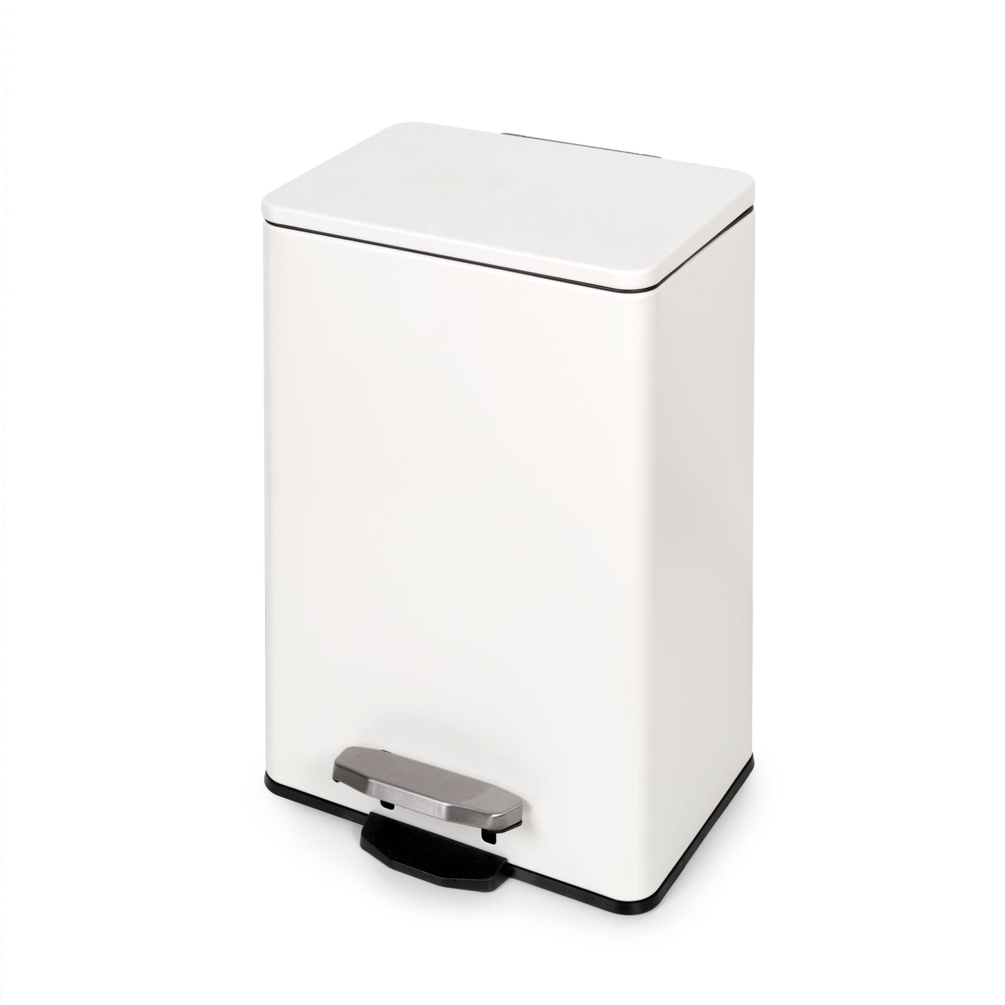 Emuca Rectangular outdoor recycling bin Recycle, pedal-operated lid opening, 1x12 litres, aluminium, painted white