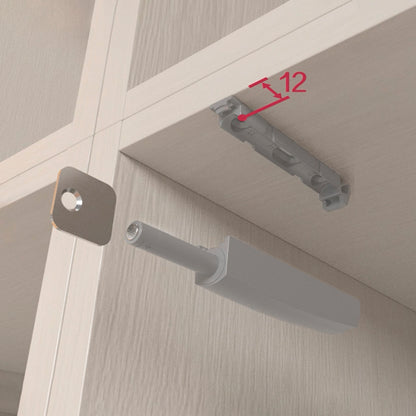 Emuca Set of 10 door catches to screw into the furniture with Push Lite adjustment, length 80mm, Magnetic, Plastic, Grey