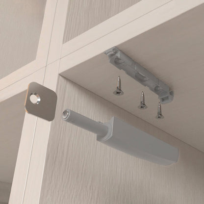 Emuca Set of 10 door catches to screw into the furniture with Push Lite adjustment, length 80mm, Magnetic, Plastic, Grey