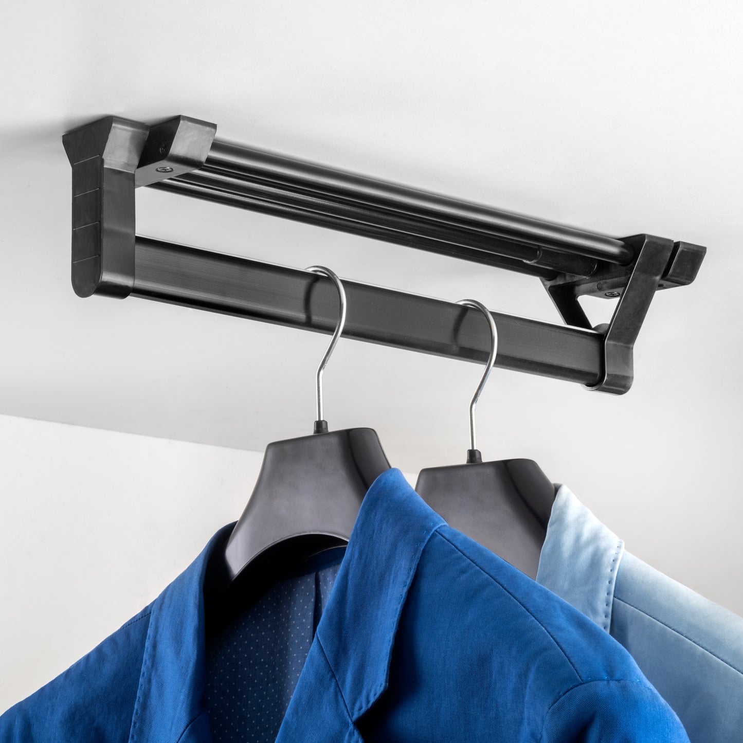 Emuca Removable hanger for wardrobe, Aluminium, Black painted