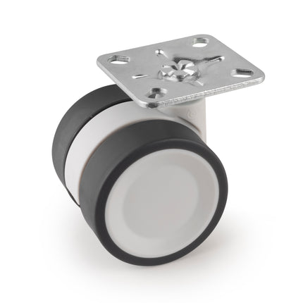 Emuca Set of 4 Bowl 2 castors with mounting plate, diameter 50mm, Steel and Plastic