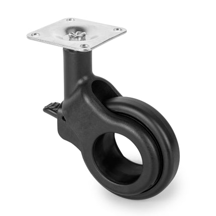 Emuca Set of 4 Hole 2 wheels with mounting plate, diameter 60mm