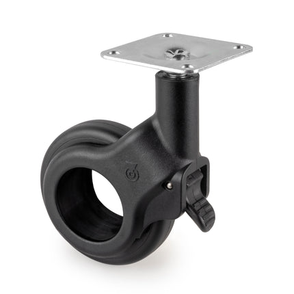 Emuca Set of 4 Hole 2 wheels with mounting plate, diameter 60mm