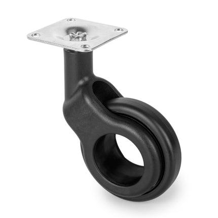 Emuca Set of 4 Hole 2 wheels with mounting plate, diameter 60mm