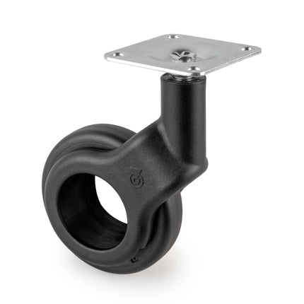 Emuca Set of 4 Hole 2 wheels with mounting plate, diameter 60mm