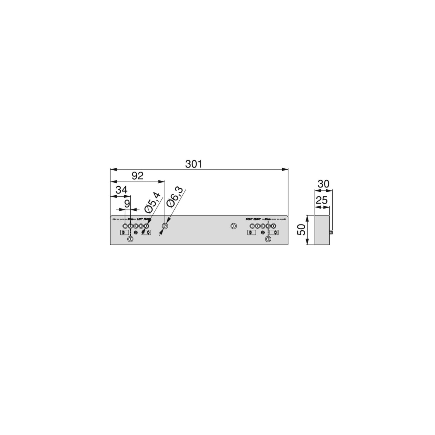 Emuca Set of side spacers for Hack frame, Black plastic,