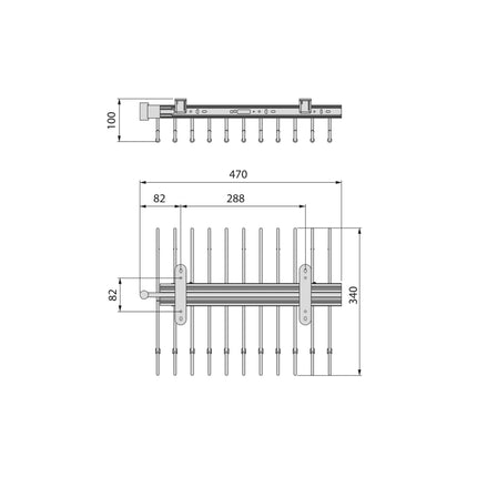 Emuca Removable trouser rack, Steel, Painted stone grey