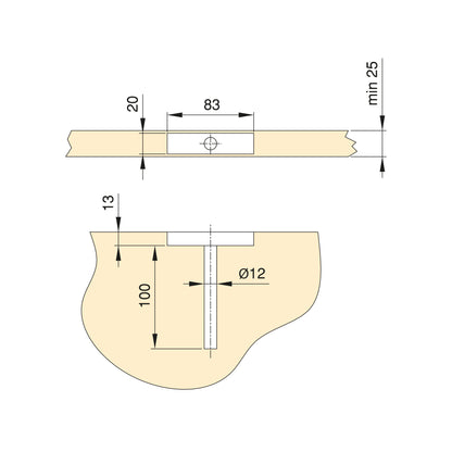 Emuca Set of hidden supports for Mirage wooden shelves, Steel, Zinc plated