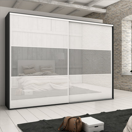 Emuca Kit de herrajes para armario de 2 puertas correderas y cierre suave Placard 74, perfil Wave, espesor 16mm, tableros no incluidos, Pintado blanco