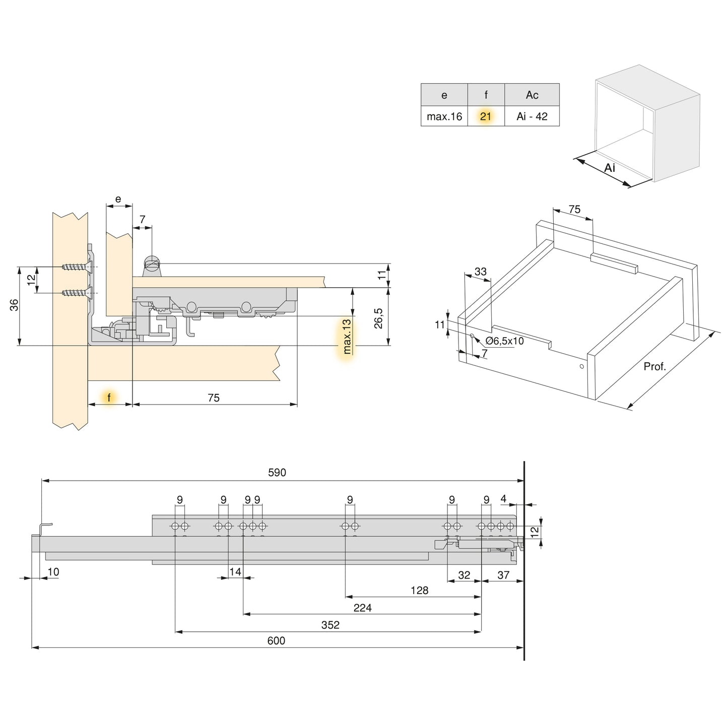 Silver full extension drawer guides with soft closing and latch, zinc plated, Steel 