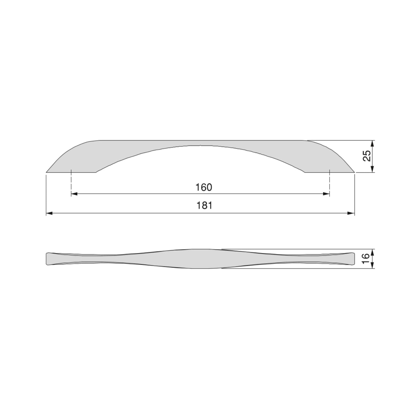 20 tiradores para mueble Varna, L181mm, intereje 160mm, Negro