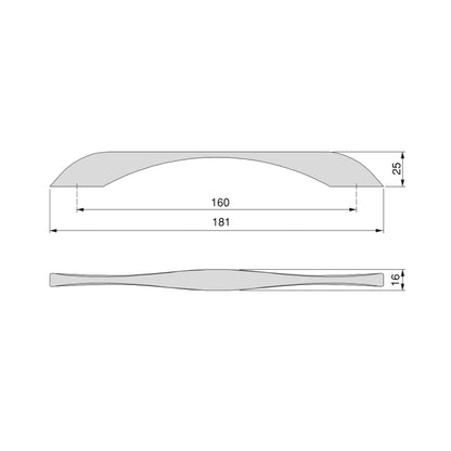 20 tiradores para mueble Varna, L181mm, intereje 160mm, Negro