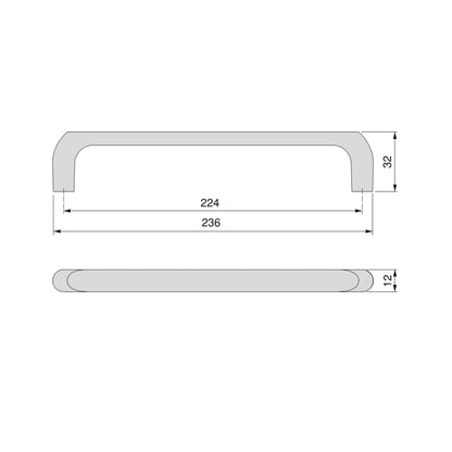 Emuca Lote de 20 tiradores para mueble Zagreb, L236mm, intereje 224mm, Zamak, Níquel satinado