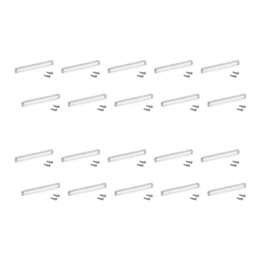 Emuca Set of 20 Zagreb furniture handles, L236mm, centre distance 224mm, Zamak, Satin nickel