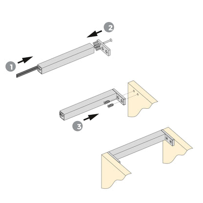 Emuca Lote de 4 perfiles travesaños para muebles de cocina Albeam, con accesorios para atornillar, Aluminio y Plástico, Anodizado mate