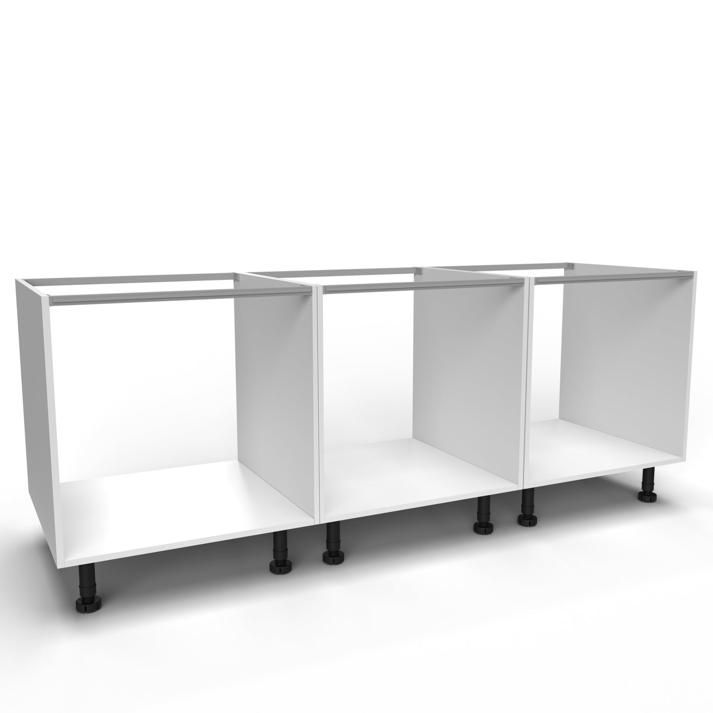 Emuca Lote de 4 perfiles travesaños para muebles de cocina Albeam, con accesorios para atornillar, Aluminio y Plástico, Anodizado mate