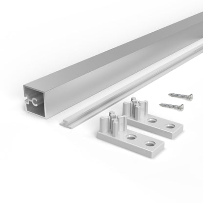 Emuca Lote de 4 perfiles travesaños para muebles de cocina Albeam, con accesorios para atornillar, Aluminio y Plástico, Anodizado mate