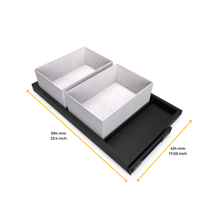 Emuca Kit de bandeja y bastidor de guías con cierre suave para armarios, regulable, módulo 600mm, Gris piedra