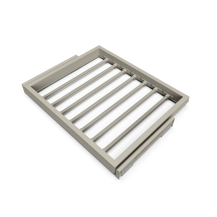 Emuca Kit de 7 varillas pantalonero y bastidor de guías Hack para armarios, cierre suave, regulable, módulo 600mm, Gris piedra