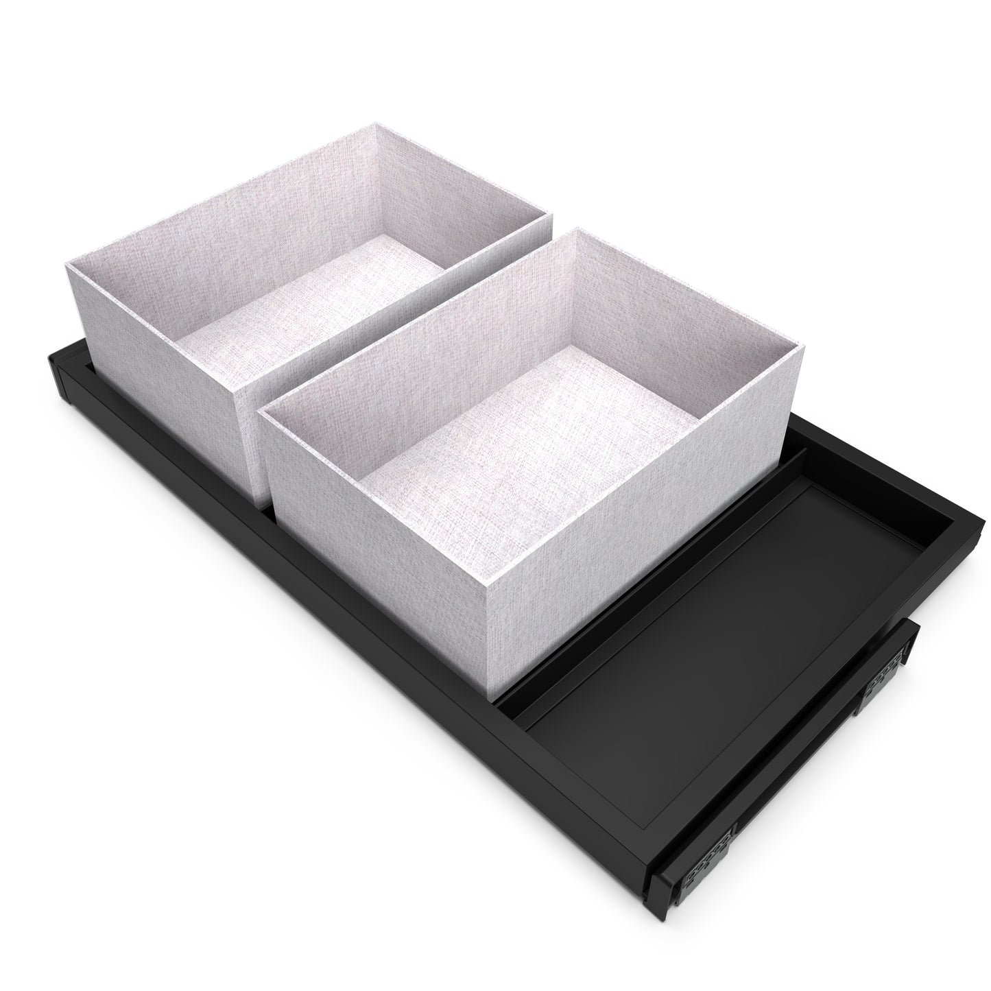 Emuca Tray kit, 2 organiser baskets and soft-closing guide frame for wardrobes, adjustable, 800mm module, Textured black