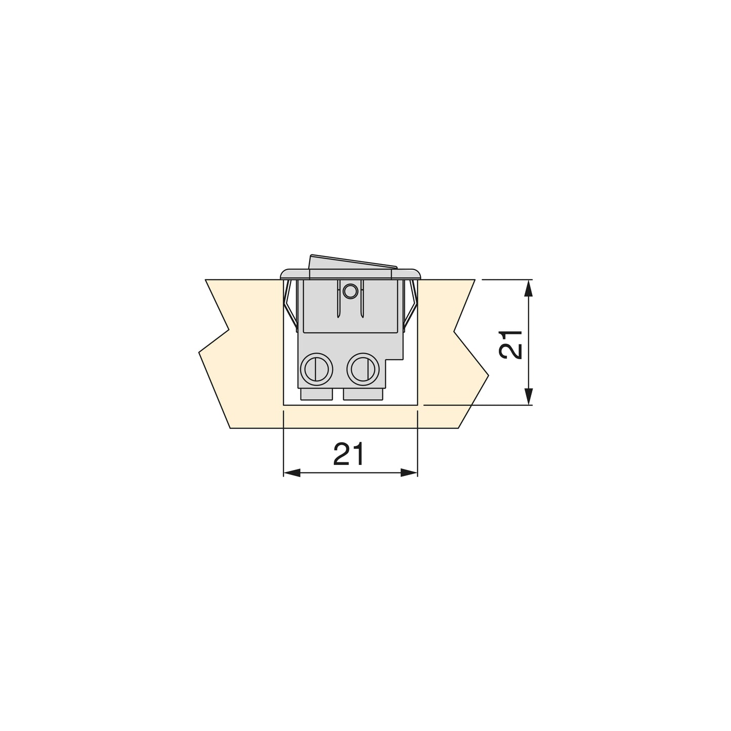 Emuca Set of 10 flush-mount switches D21x21, Plastic, Grey