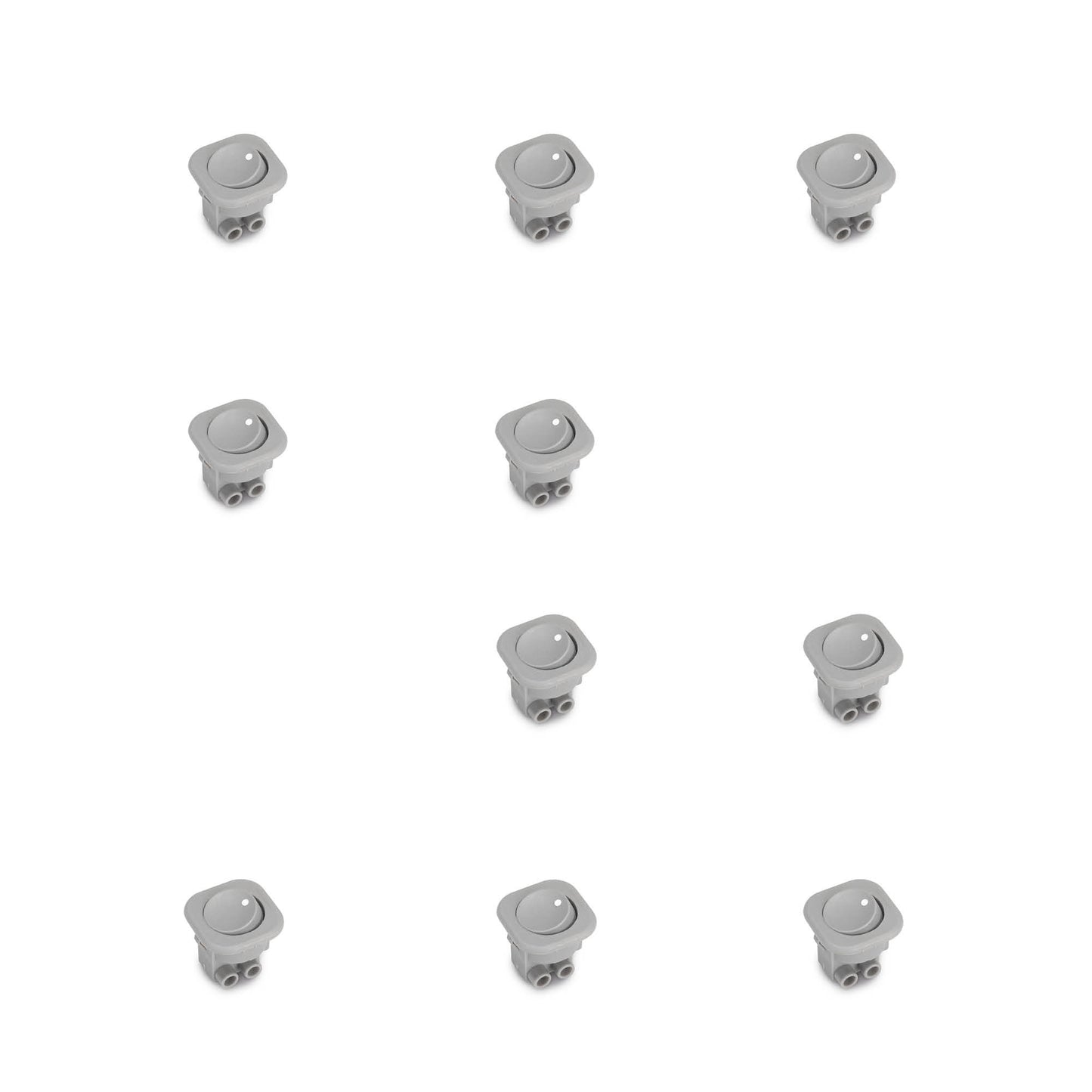 Emuca Set of 10 flush-mount switches D21x21, Plastic, Grey