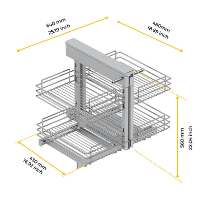 Emuca Suprastar pull-out corner system for kitchen furniture, Steel, Chrome