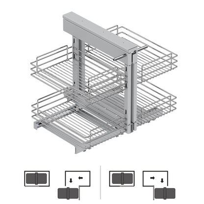 Emuca Suprastar pull-out corner system for kitchen furniture, Steel, Chrome