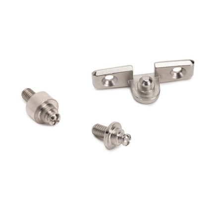 Emuca Pistón para puertas elevables Thin, diámetro 12mm, con enganches, 5kg, Acero y Plástico, Pintado níquel mate