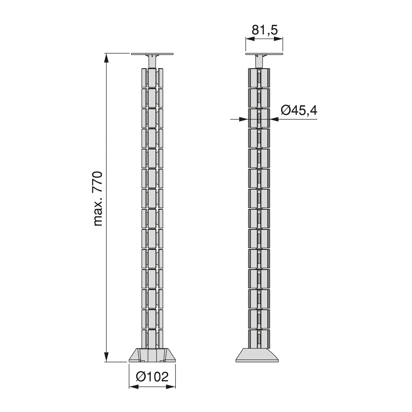 Hexa cable gland column, plastic, black