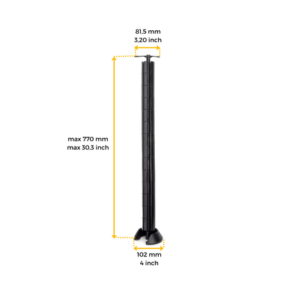 Columna pasacables Hexa, Plástico, Negro