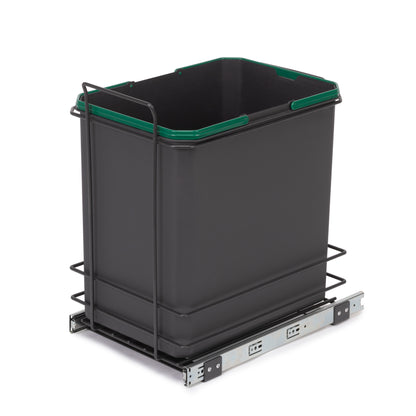 Emuca Recycling container for lower fixing and manual extraction in kitchen furniture Recycle 1x35 litres, Anthracite grey plastic