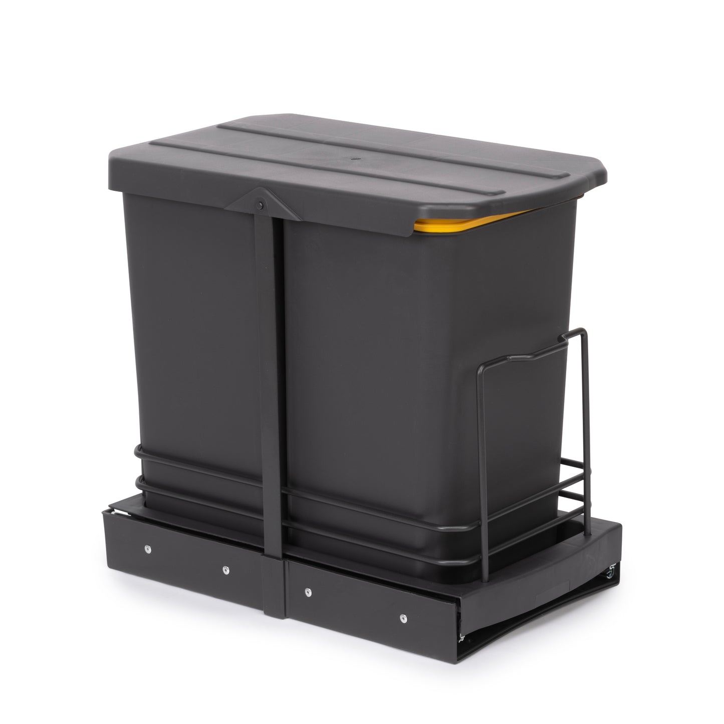 Emuca Recycling container for lower fixing and manual extraction in kitchen furniture Recycle 2x12 litres, Anthracite grey plastic