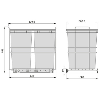 Emuca Contenedor de reciclaje extraíble Recycle 2x35L