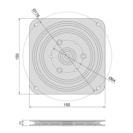 Emuca Base giratoria Giro 4, 100kg, Acero, Cincado