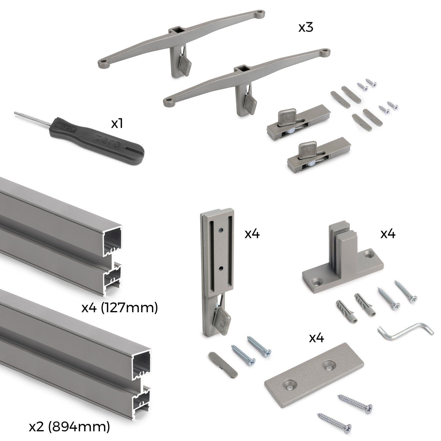 Kit Estructura Modular Zero con herrajes para el Montaje de fijación a Pared