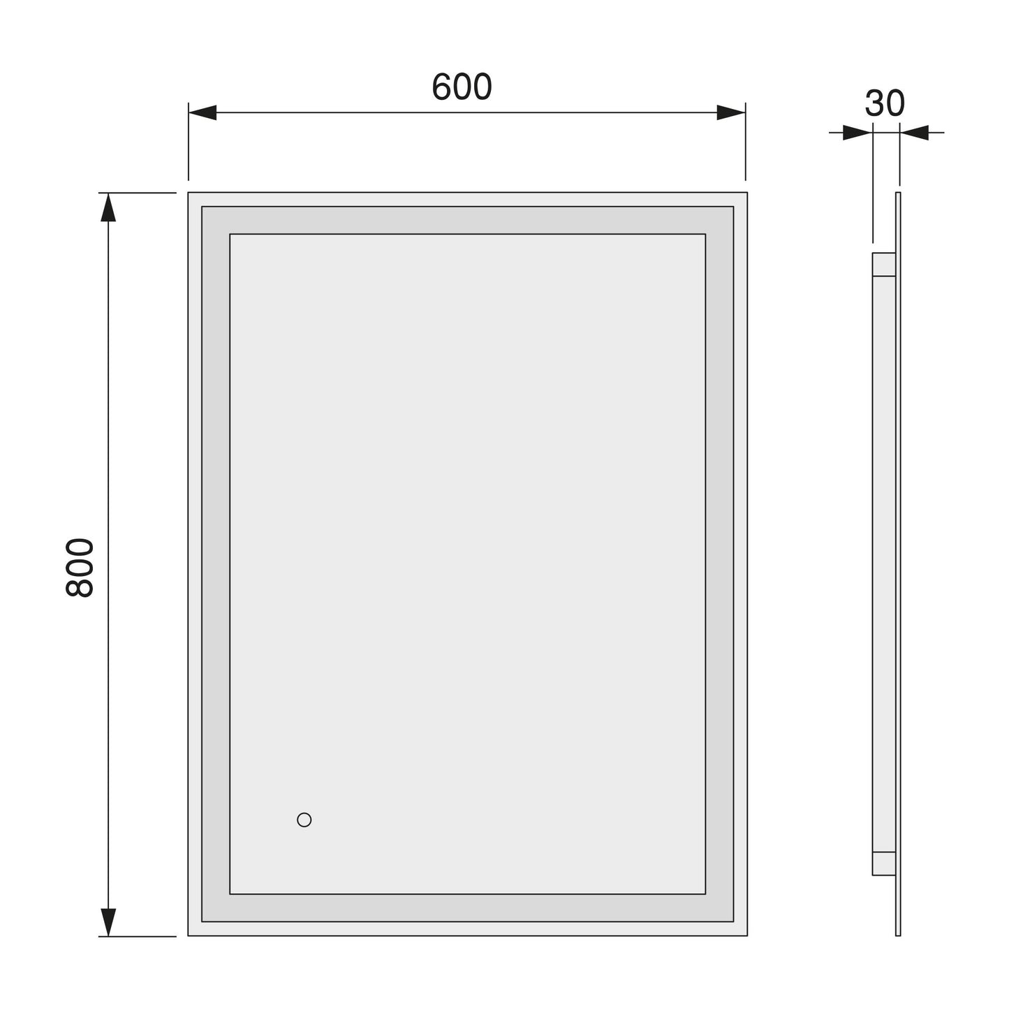 Emuca Heracles bathroom mirror with frontal and decorative LED lighting, AC 230V 50Hz, 34W, Plastic and Glass