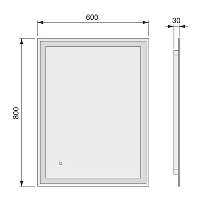 Emuca Heracles bathroom mirror with frontal and decorative LED lighting, AC 230V 50Hz, 34W, Plastic and Glass