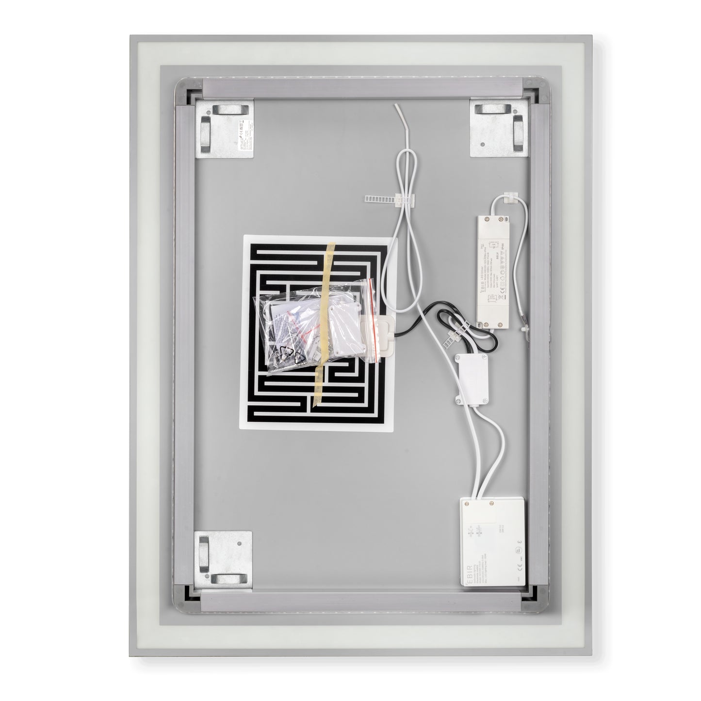 Emuca Heracles bathroom mirror with frontal and decorative LED lighting, AC 230V 50Hz, 34W, Plastic and Glass