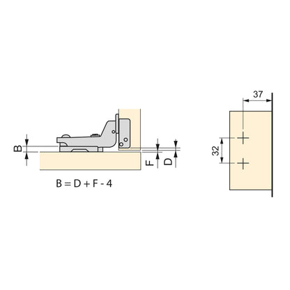 Emuca Set of 20 X92 super elbow hinges with soft closing and screw-on inserts, Steel, Nickel-plated